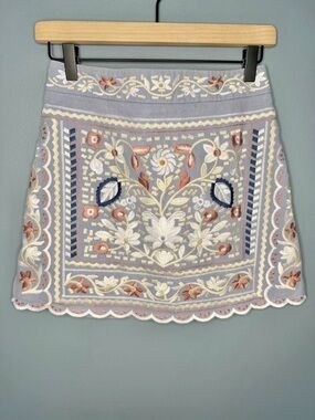 Embroidered Floral Mini Skirt | Size Medium